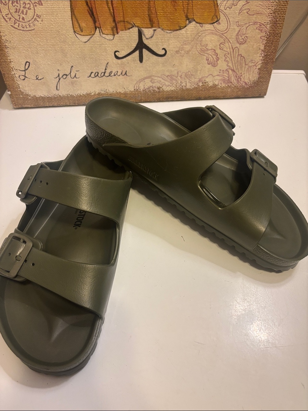 Birkenstock Olive Green EVA Two-Strap Men’s Sandals